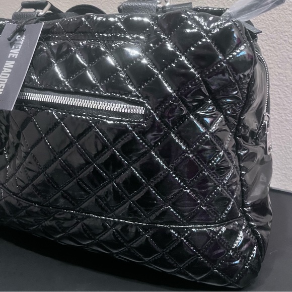 Steve Madden Weekender Black Patent Faux Leather Bag NWT - Picture 5 of 8